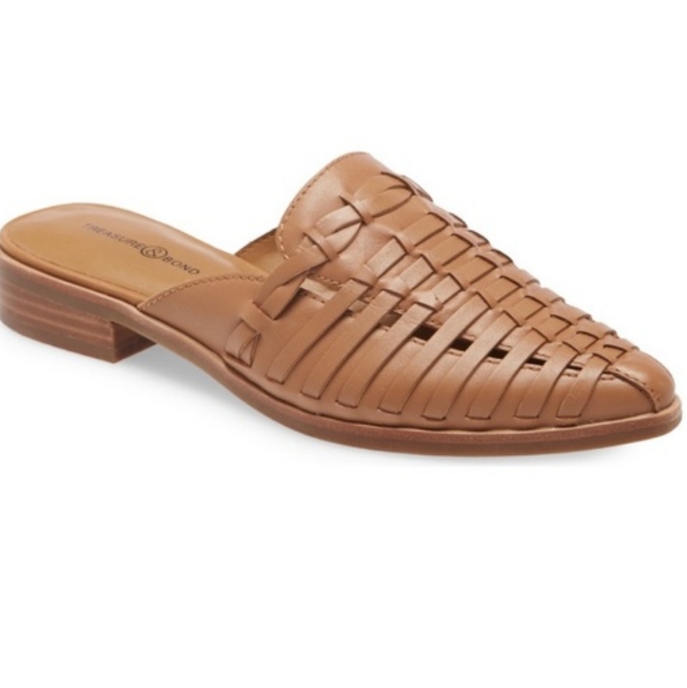 Nordstrom Treasure & Bond Tan Leather Huarache Mules Size 7